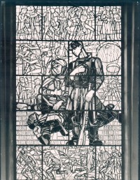 Teil des Glastriptychon von Walter Womacka, gewidmet dem Freiheitskampf der europäischen Völker
